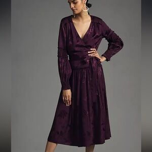 Current Air Deep Purple Long Sleeve Wrap Dress